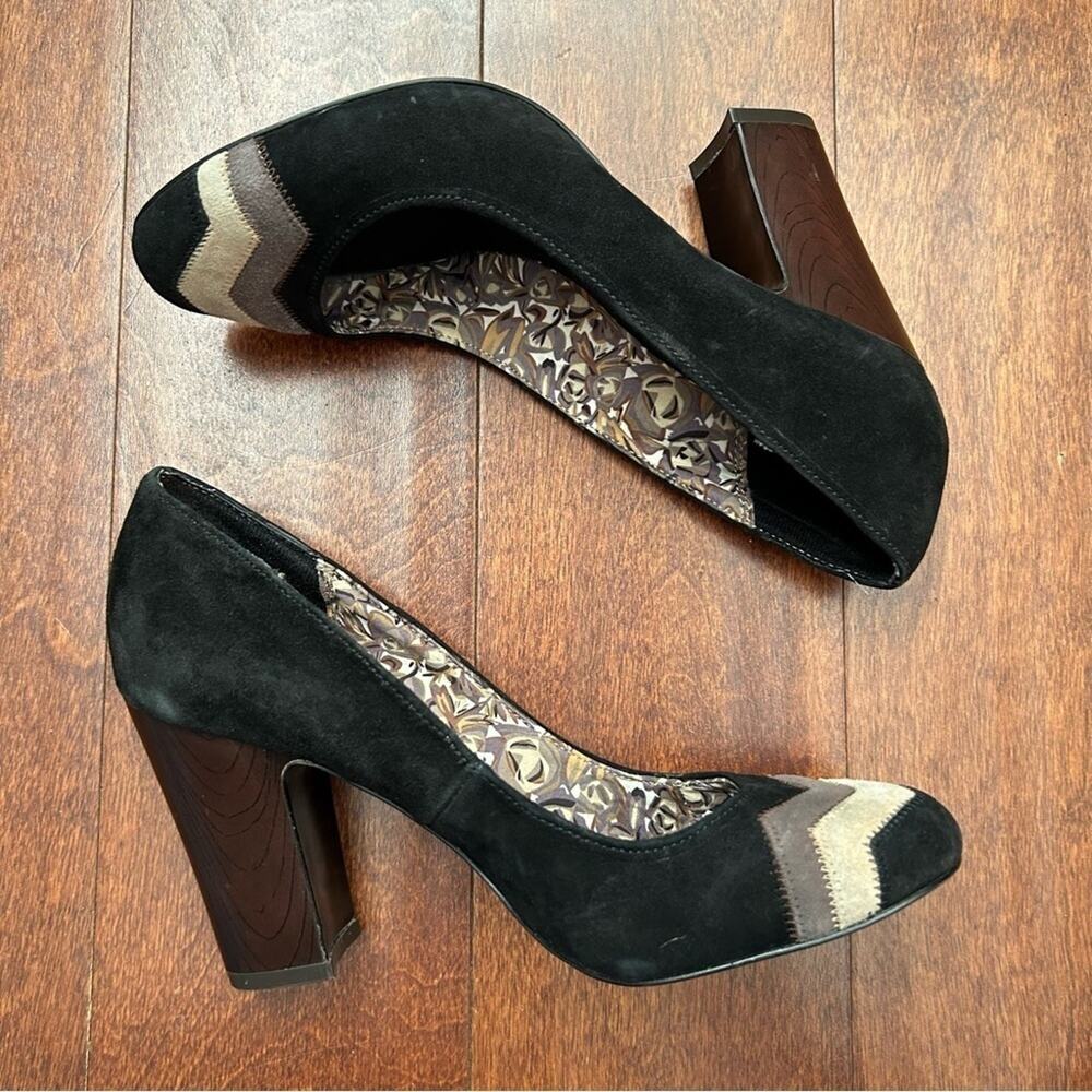 Missoni for Target, Black Tan and Brown Suede Chevron Heels, Size 8